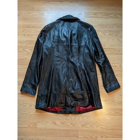 Womens Pelle Studio Genuine Leather Jacket Size XL Black Logo - Picture 2 of 12